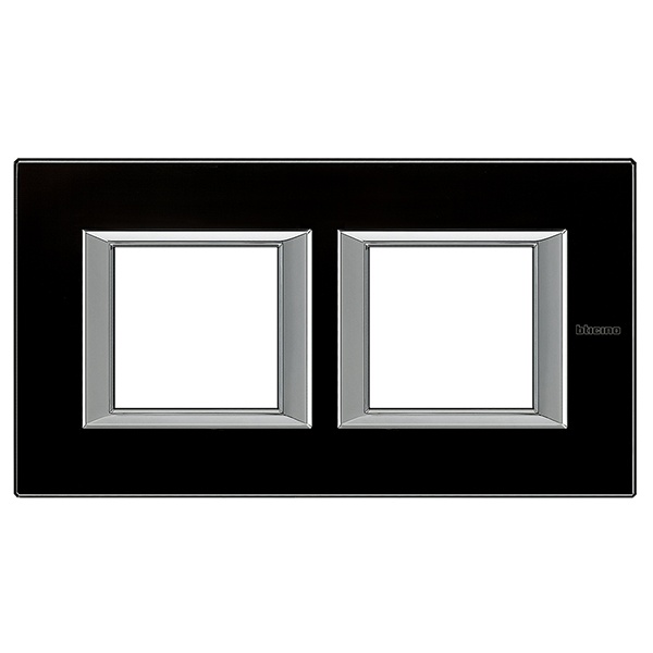 Рамка 2-ая горизонтальный монтаж Axolute Bticino Черное стекло