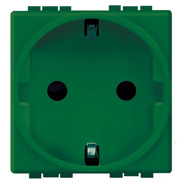 Розетка 2К+З модуля со шторками винтовые клеммы LivingLight Зеленый
