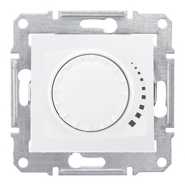 Светорегулятор поворотно-нажимной проходной 60-500Вт Sedna, белый
