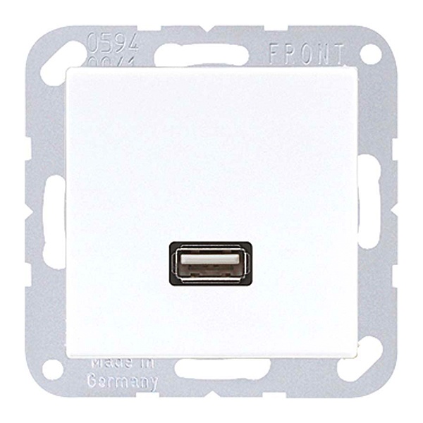 Розетка USB-удлинитель 1 местная Jung A+AS Белый механизм+накладка