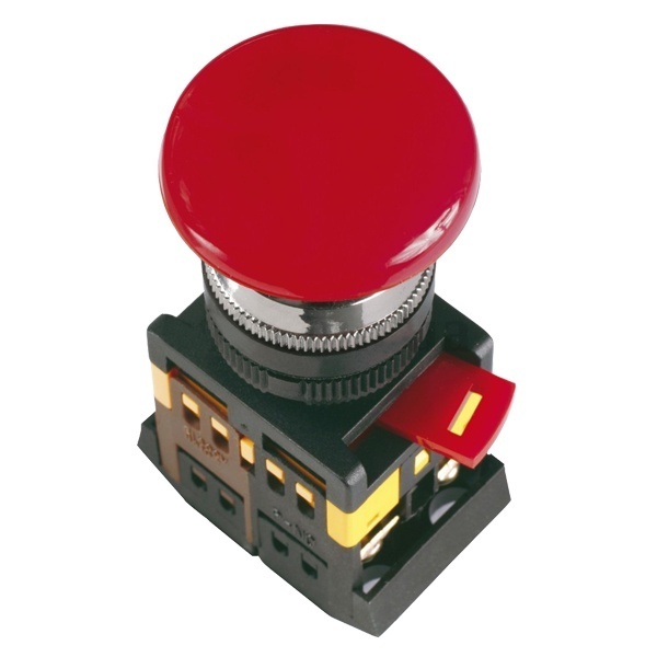 Кнопка AEAL22 Грибок с фиксацией красный d22мм 240В 1НО+1НЗ IEK
