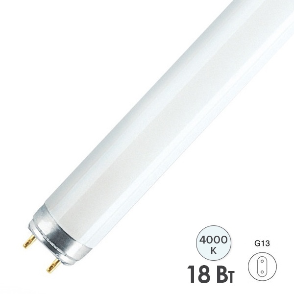 Люминесцентная линейная лампа T8 L 18W/840 4000K PLUS ECO G13 590mm Osram