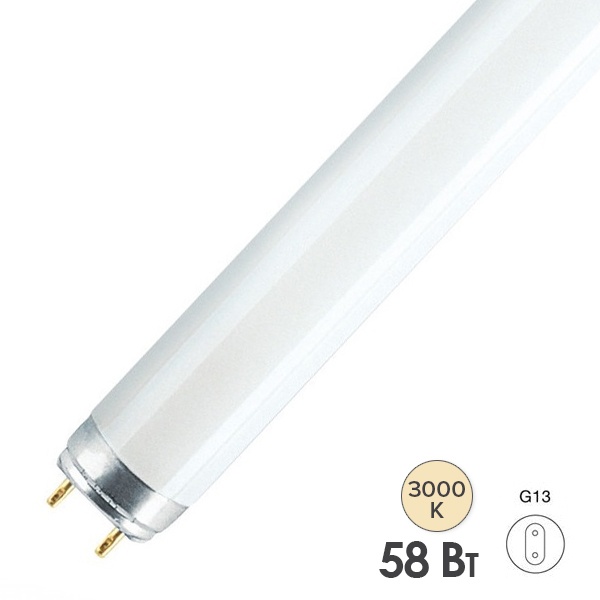 Люминесцентная линейная лампа T8 L 58W/830 3000K PLUS ECO G13 1500mm Osram
