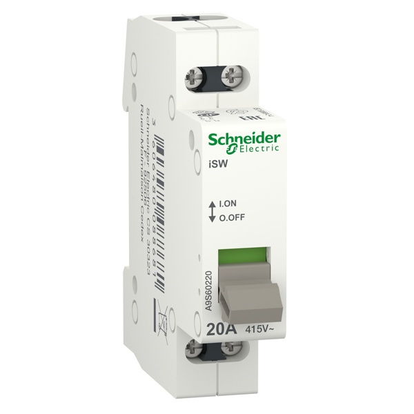 Выключатель нагрузки 2П 20A однофазный iSW Acti 9 Schneider Electric (рубильник)