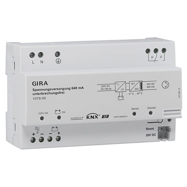 Источник питания 640 мА с возможностью подключения аккумулятора Gira KNX/EIB REG-типа