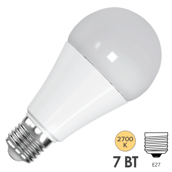 Лампа светодиодная FL-LED-A60 7W 2700K 670lm 220V E27 теплый свет