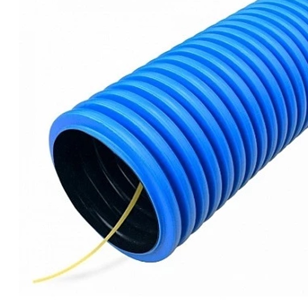 Труба гофрированная двустенная ПНД 50 мм гибкая с зондом синяя тип 450 [100м] Промрукав (гофра для кабеля)