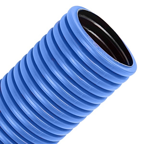 Труба гофрированная двустенная ПНД 90 мм гибкая с зондом синяя тип 450 [50м] Промрукав (гофра для кабеля)