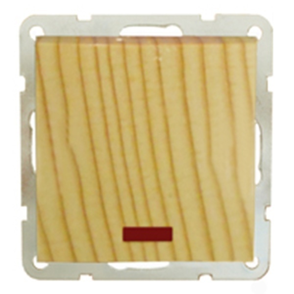 Переключатель 1-клавишный на 2 направления c индикатором (схема 6L) 16 A, 250 B Экопласт LK60, сосна