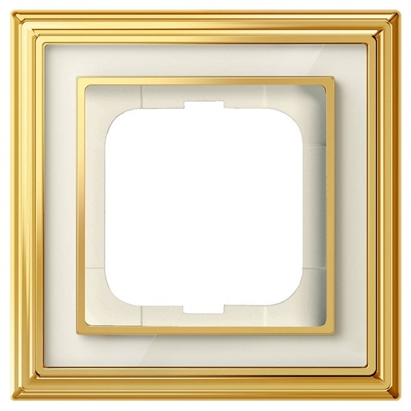 Рамка 1-постовая ABB Династия, Латунь полированная/белое стекло (1721-838-500)