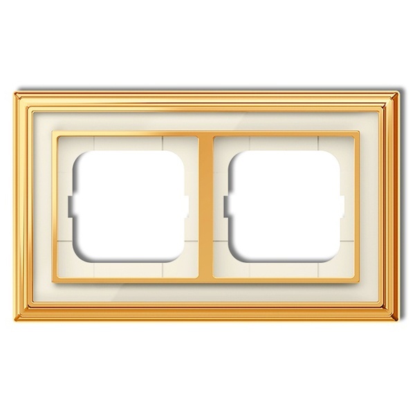 Рамка 2-постовая ABB Династия, Латунь полированная/белое стекло (1722-838-500)