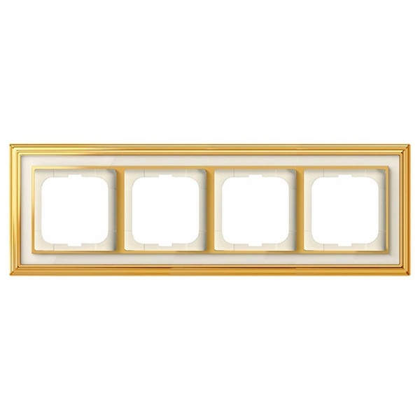 Рамка 4-постовая ABB Династия, Латунь полированная/белое стекло (1724-838-500)