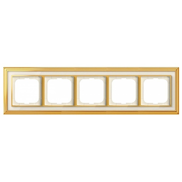 Рамка 5-постовая ABB Династия, Латунь полированная/белое стекло (1725-838-500)
