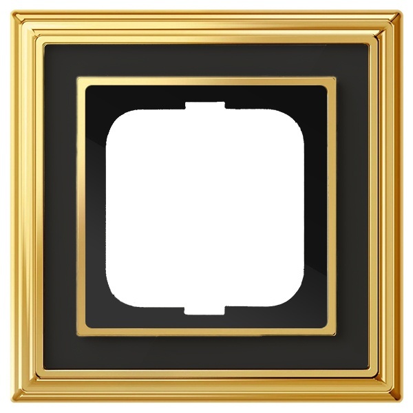Рамка 1-постовая ABB Династия, Латунь полированная/черное стекло (1721-835-500)