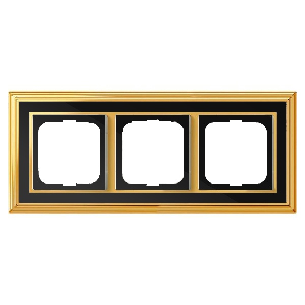 Рамка 3-постовая ABB Династия, Латунь полированная/черное стекло (1723-835-500)