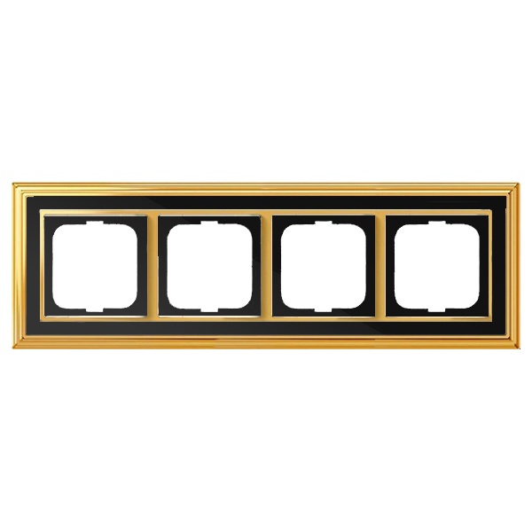 Рамка 4-постовая ABB Династия, Латунь полированная/черное стекло (1724-835-500)