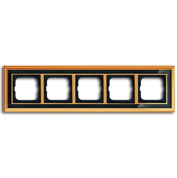 Рамка 5-постовая ABB Династия, Латунь полированная/черное стекло (1725-835-500)