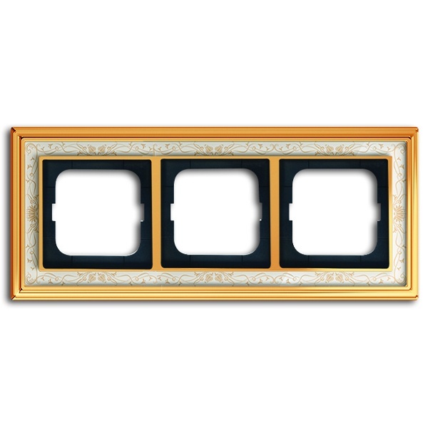 Рамка 3-постовая ABB Династия, Латунь полированная/белая роспись (1723-836-500)