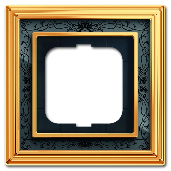 Рамка 1-постовая ABB Династия, Латунь полированная/черная роспись (1721-833-500)