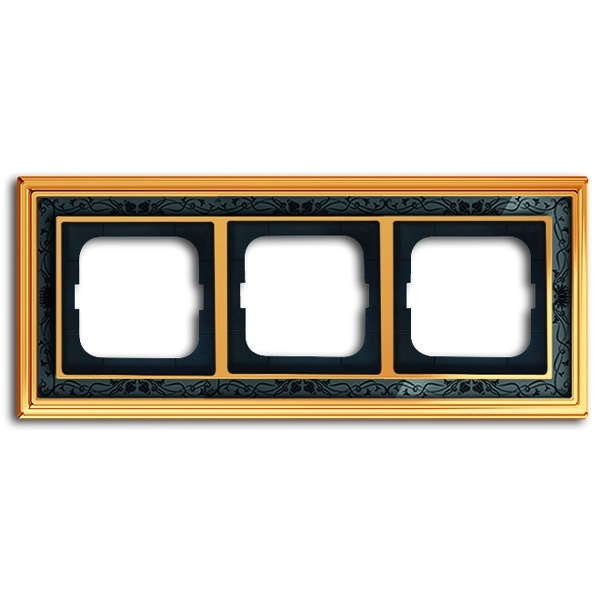 Рамка 3-постовая ABB Династия, Латунь полированная/черная роспись (1723-833-500)