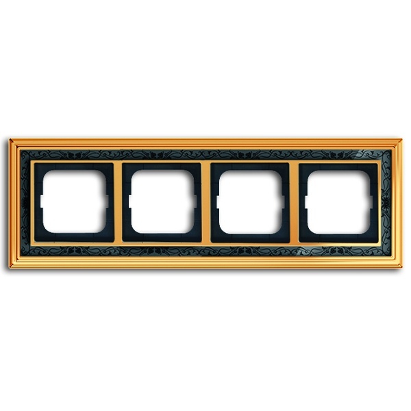 Рамка 4-постовая ABB Династия, Латунь полированная/черная роспись (1724-833-500)
