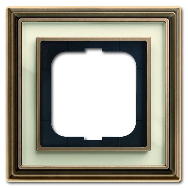 Рамка 1-постовая ABB Династия, Латунь античная/белое стекло (1721-848-500)