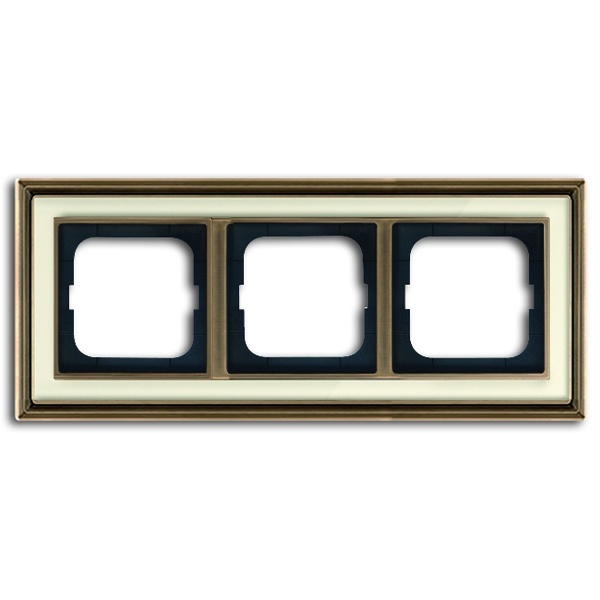 Рамка 3-постовая ABB Династия, Латунь античная/белое стекло (1723-848-500)
