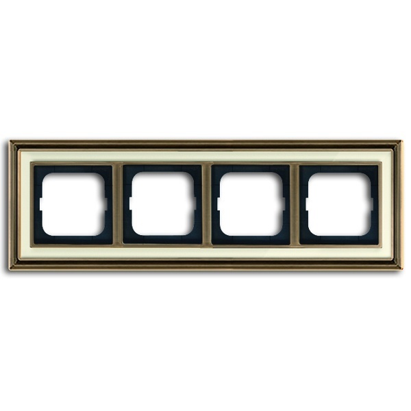 Рамка 4-постовая ABB Династия, Латунь античная/белое стекло (1724-848-500)