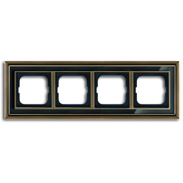 Рамка 4-постовая ABB Династия, Латунь античная/черное стекло (1724-845-500)