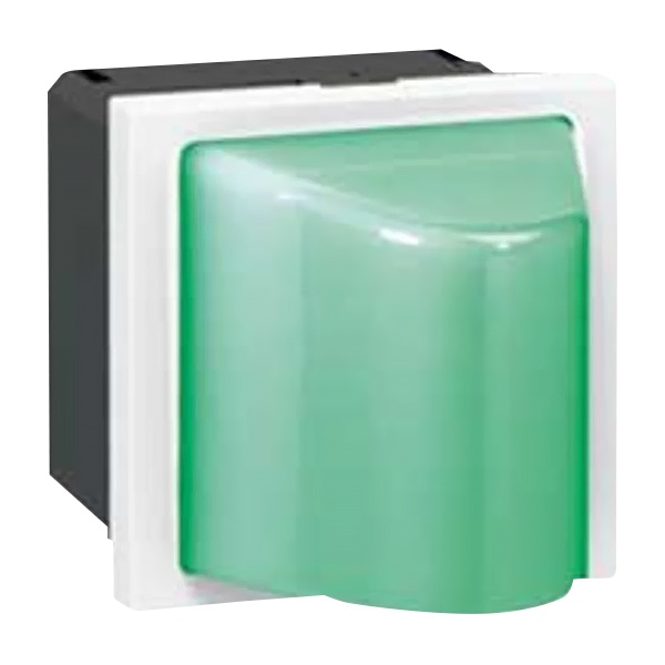 Малое световое табло с подсветкой зеленым светодиодом Legrand Mosaic 12/24/48 В 2 модуля