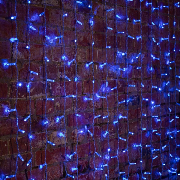 Гирлянда Светодиодный Дождь 2x3м 448LED синий IP44 постоянное свечение, прозрачный провод, 230В