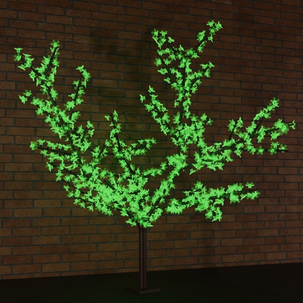 Светодиодное дерево Сакура, 1728LED 210W 24V L2.4m крона 2m зеленый IP54 трансформатор в комплекте