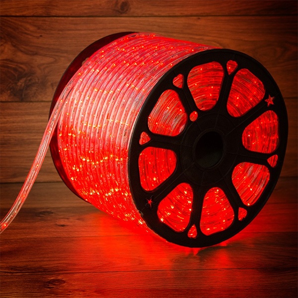 Светодиодный дюралайт 2W красный 30 LED/2Вт/м, постоянное свечение, D13мм, бухта 100м