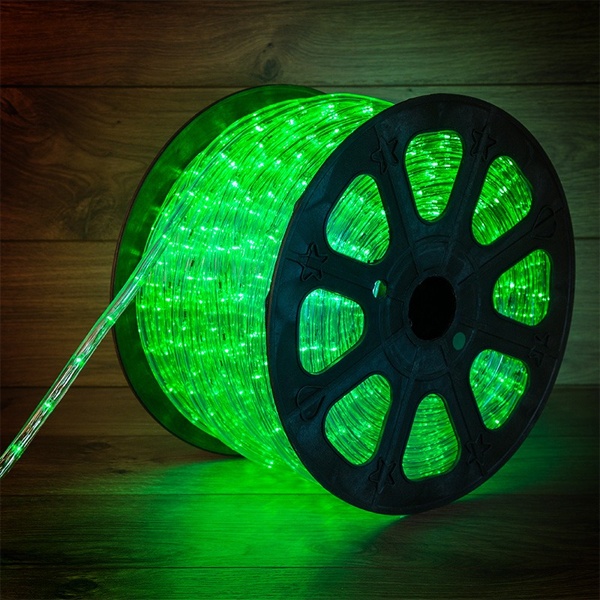 Светодиодный дюралайт 2W зеленый 30 LED/2Вт/м, постоянное свечение, D13мм, бухта 100м