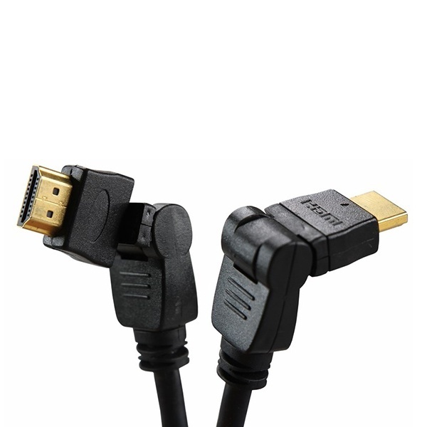 Шнур HDMI-HDMI gold 2М с фильтрами угловой 360°