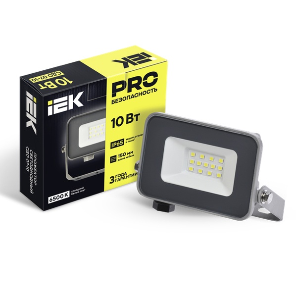 Прожектор светодиодный ИЭК LED СДО 07-10 10W 6500K 850Lm IP65 серый