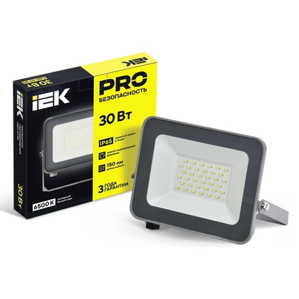 Прожектор светодиодный ИЭК LED СДО 07-30 30W 6500K 2500Lm IP65 серый