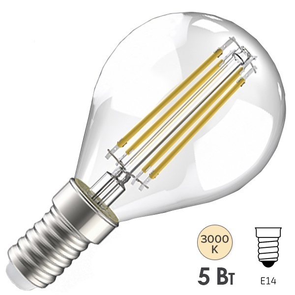 Лампа LED G45 шар прозрачный 5Вт 230В 3000К E14 серия 360° IEK