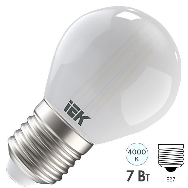 Лампа LED G45 шар матовый 7Вт 230В 4000К E27 серия 360° IEK