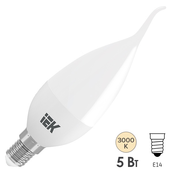 Лампа светодиодная ECO CB35 свеча на ветру 5Вт 230В 3000К E14 IEK