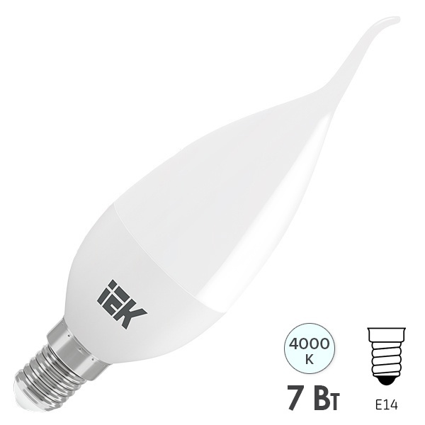 Лампа светодиодная ECO CB35 свеча на ветру 7Вт 230В 4000К E14 IEK 485264