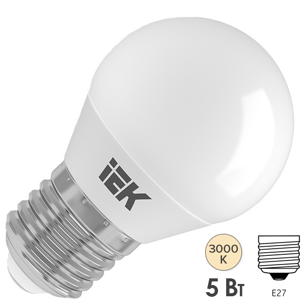 Лампа светодиодная ECO G45 шар 5Вт 230В 3000К E27 IEK 442410