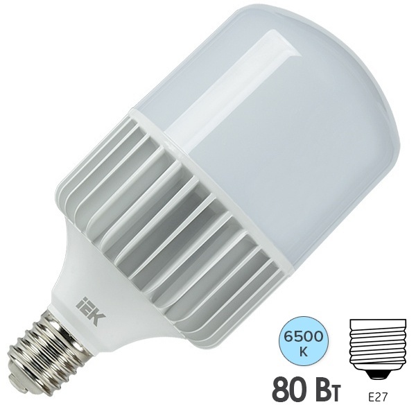 Лампа светодиодная HP 80W 230V 6500К E40 136x272mm IEK