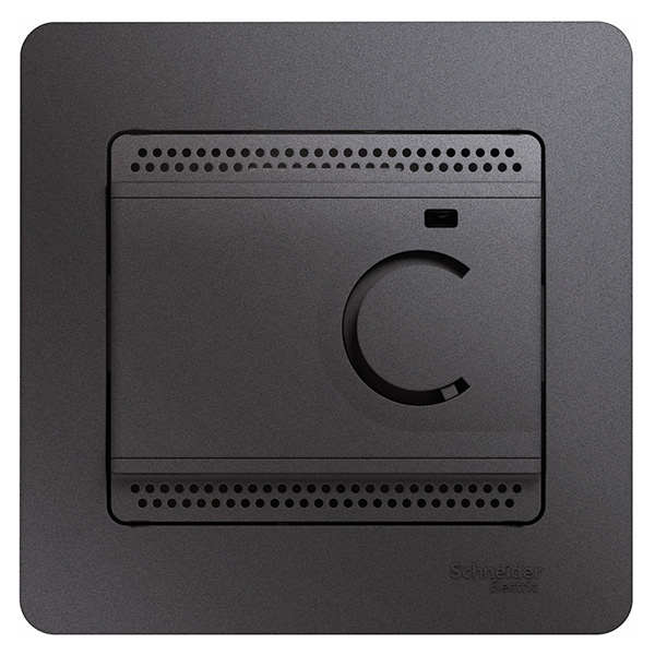 Термостат электронный теплого пола с датчиком +5 +50C,10A в сборе SE Glossa, графит