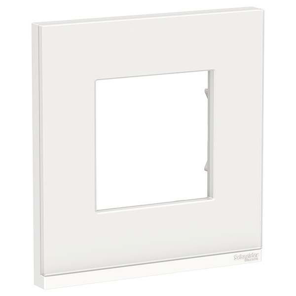 Рамка Unica Pure 1 пост горизонтальная, белое стекло/белый