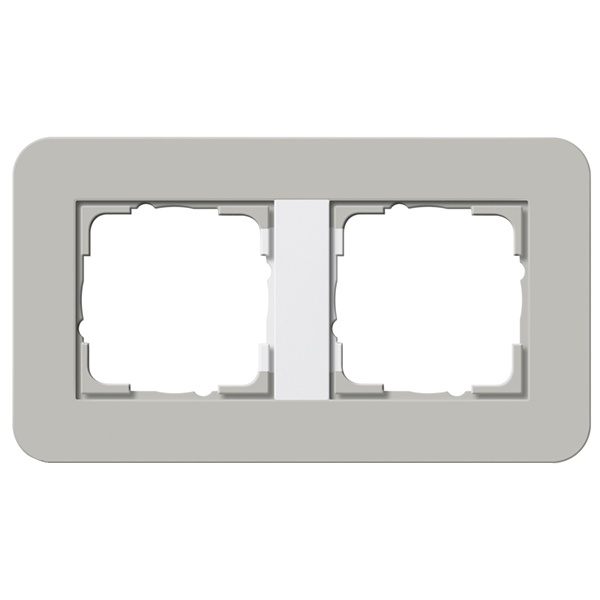 Рамка 2-ая Gira E3 Soft-Touch Серый с белой глянцевой несущей рамкой