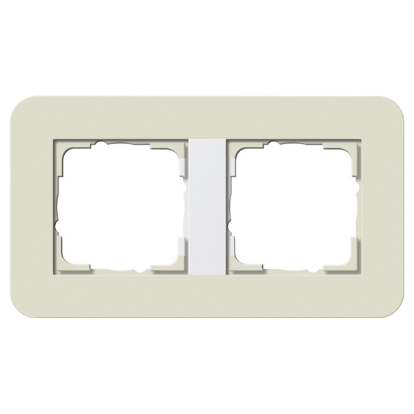Рамка 2-ая Gira E3 Soft-Touch Песочный с белой глянцевой несущей рамкой