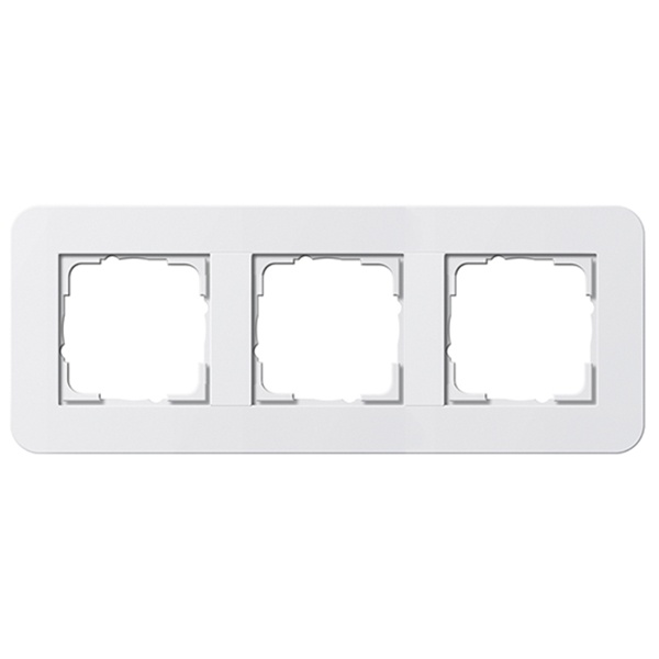 Рамка 3-ая Gira E3 Белый глянец с белой глянцевой несущей рамкой