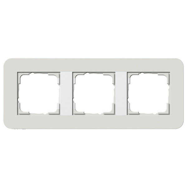 Рамка 3-ая Gira E3 Soft-Touch Светло-серый с белой глянцевой несущей рамкой