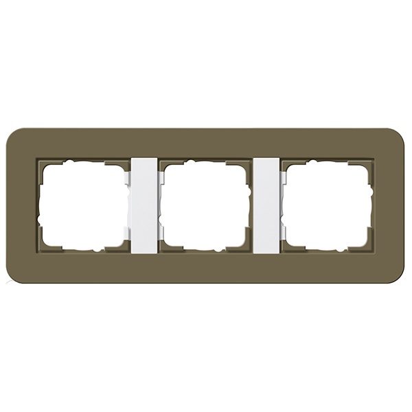 Рамка 3-ая Gira E3 Soft-Touch Дымчатый с белой глянцевой несущей рамкой